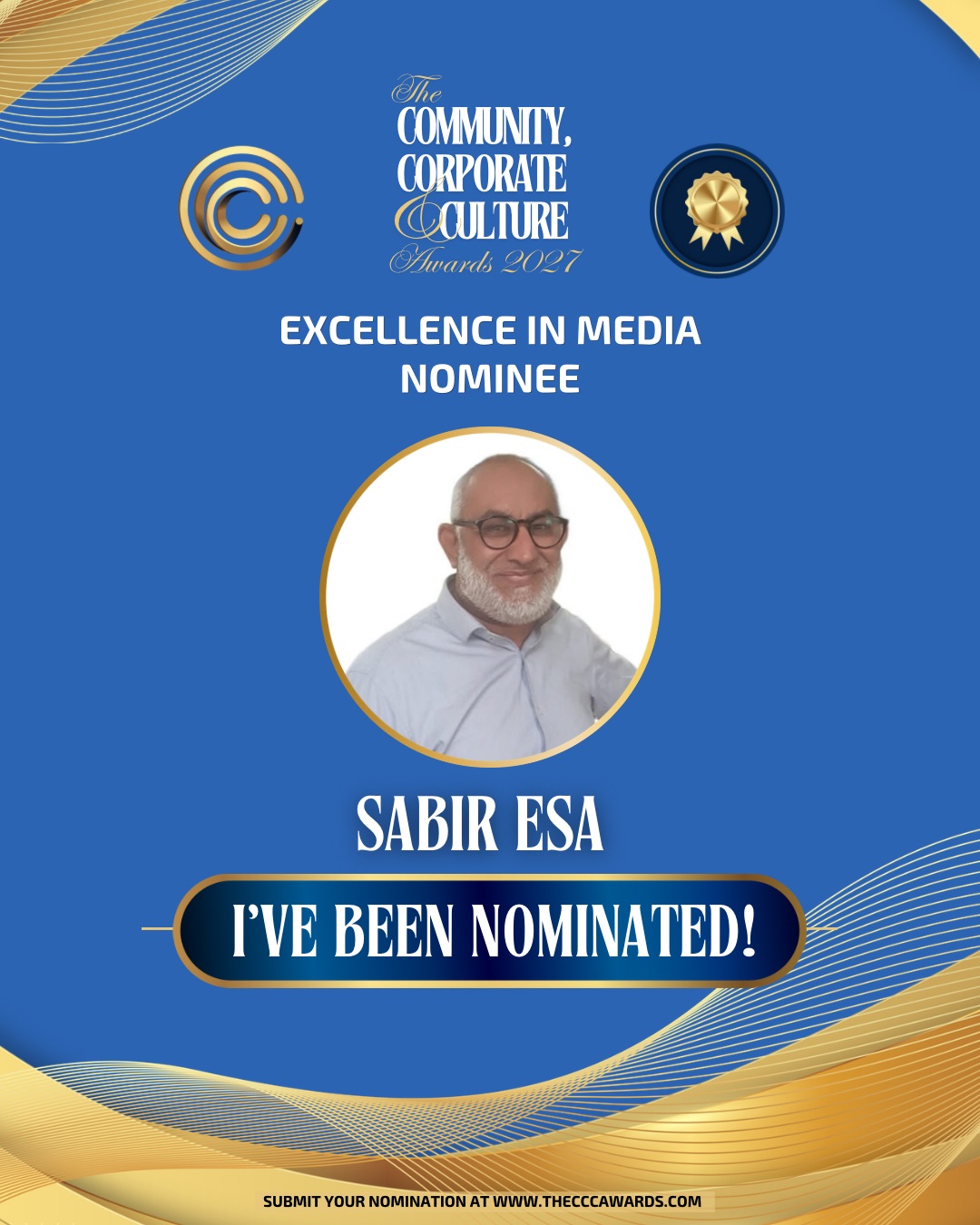 Sabir Esa nominated for Excellence in Media at the 2027 Community, Corporate & Culture Awards